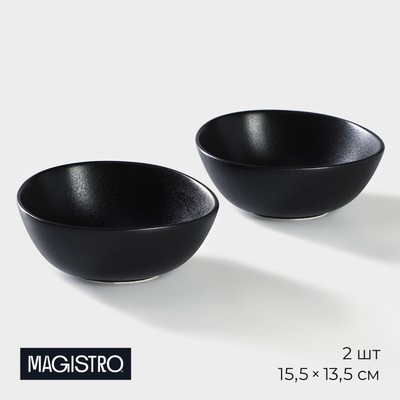 Салатник Magistro Carbon, 15.5×13.5 см, фарфор, чёрный