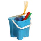 Песочный набор: ведёрко, лопатка, грабельки, 4 формочки - фото 24441908