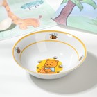 Набор детской посуды из керамики Доляна «Медвежонок и мёд», 3 предмета: кружка 230 мл, миска 400 мл, тарелка d=18 см, цвет белый - фото 4383941