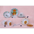 Набор детской посуды из керамики Доляна «Медвежонок и мёд», 3 предмета: кружка 230 мл, миска 400 мл, тарелка d=18 см, цвет белый - Фото 9