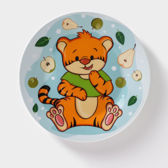 Тарелка керамическая Доляна «Тигрёнок с грушами», d=17,5 см, цвет разноцветный