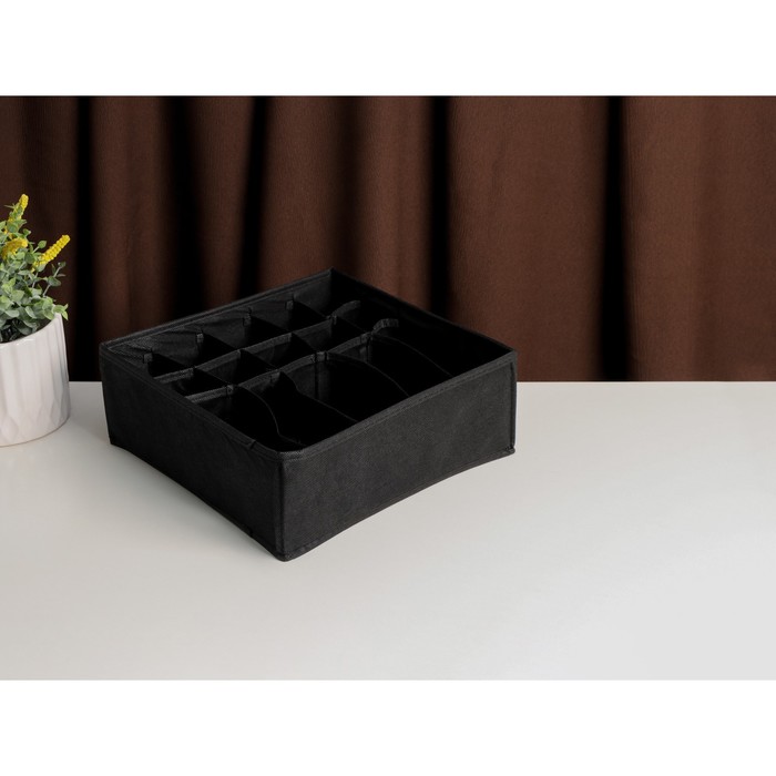 Органайзер для белья «Смарт», 15 отделений, 30×30×11 см, цвет черный