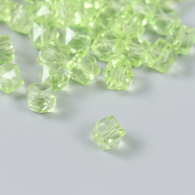 Бусины пластик «Кристалл многогранник. Яблочный», прозрачный, набор 20 г, 1×1×1 см