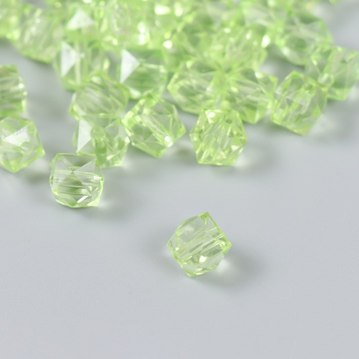 Бусины пластик «Кристалл многогранник. Яблочный», прозрачный, набор 20 г, 1×1×1 см - Фото 1