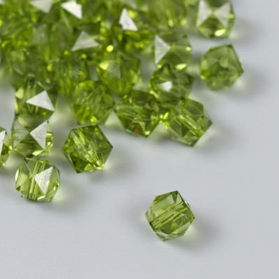 Бусины пластик "Кристалл многогранник. Тёмно-оливковый" прозрачный набор 20 гр 1х1х1 см