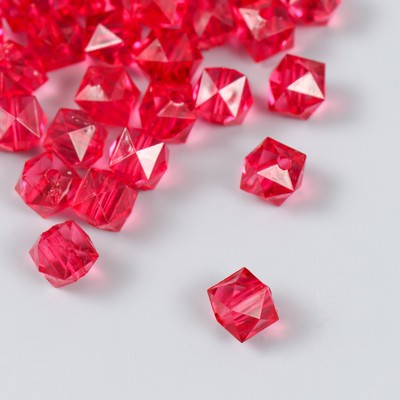 Бусины пластик "Кристалл многогранник. Бургундия" прозрачный набор 20 гр 1х1х1 см