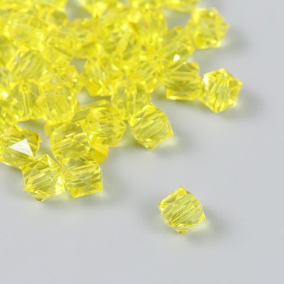 Бусины пластик "Кристалл многогранник. Лимонный" прозрачный набор 20 гр 1х1х1 см
