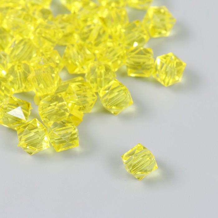 Бусины пластик "Кристалл многогранник. Лимонный" прозрачный набор 20 гр 1х1х1 см - Фото 1