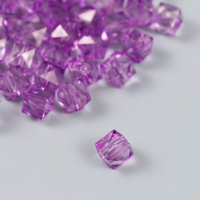 Бусины пластик "Кристалл многогранник. Фиалковый" прозрачный набор 20 гр 1х1х1 см