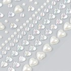 Наклейка пластик стразы, жемчужины "Сердечки, кружочки" 10,5х16 см - Фото 3