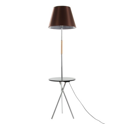 Торшер напольный BayerLux «Патрисиа» со столиком, 1×15 Вт, Е27, ×ром/коричневый, 40×40×157 см