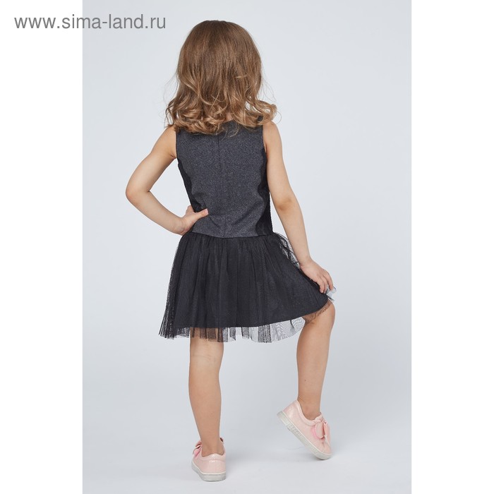 Платье Сабрина рост 128см (64), цвет серый, черное кружево - Фото 1