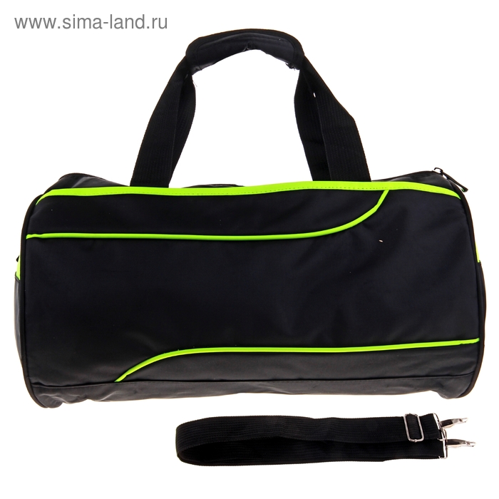 Сумка спортивная "Марафон", 1 отдел, наружный карман, длинный ремень, цвет черно-зеленый - Фото 1