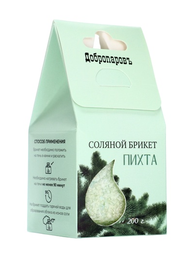 Соляной брикет куб «Пихта» 200 г «Добропаровъ»