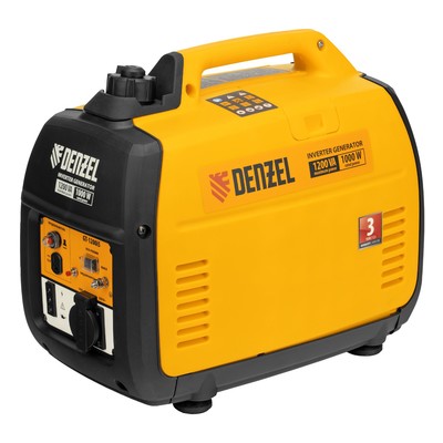 Генератор инверторный Denzel 94701, GT-1200iS, 1.2 кВт, 230 В, бак 2.4 л, ручной старт
