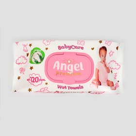 Влажные салфетки детские Ангел, розовый, 120 шт.