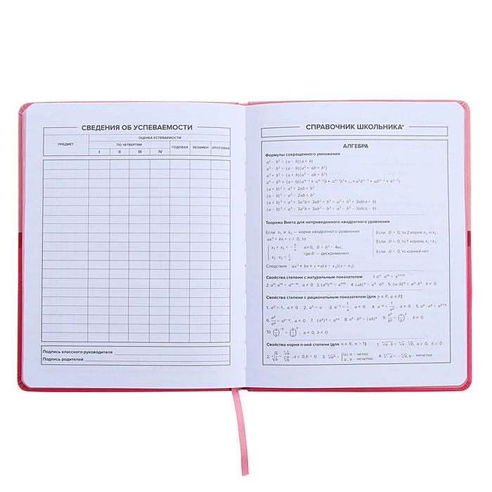 Дневник универсальный 1-11 класс, 48 листов "Розовый", твёрдая обложка из искусственной кожи, блинтовое тиснение, ляссе