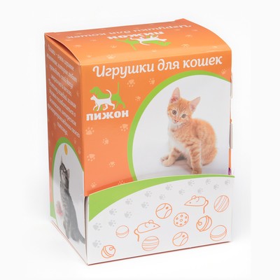 Игрушка для кошек «Малая мышь», с перьями, 5 см, фасовка 50 шт.