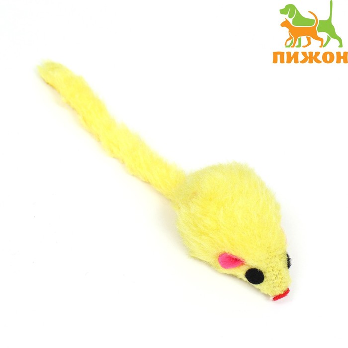 Игрушка для кошек "Малая мышь меховая", жёлтая, 5 см - Фото 1