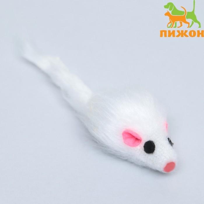 Мышь из искусственного меха, 5 см, белая - Фото 1