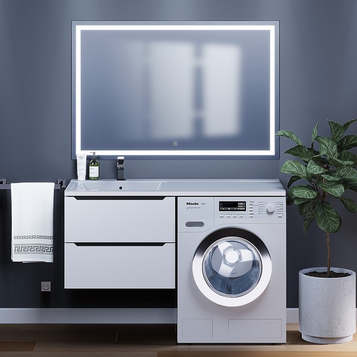 Тумба подвесная Uperwood, под раковину Uperwood Tanos 60, под стиральную машину, цвет белый/графит - Фото 1