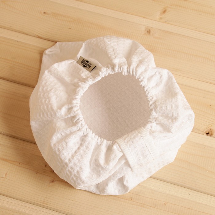 Чалма вафельная на резинке, белая - фото 1906305909