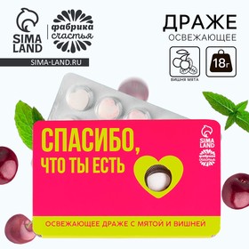 Драже освежающее «Спасибо, что ты есть», со вкусом мяты и вишни, 18 г. 9561484