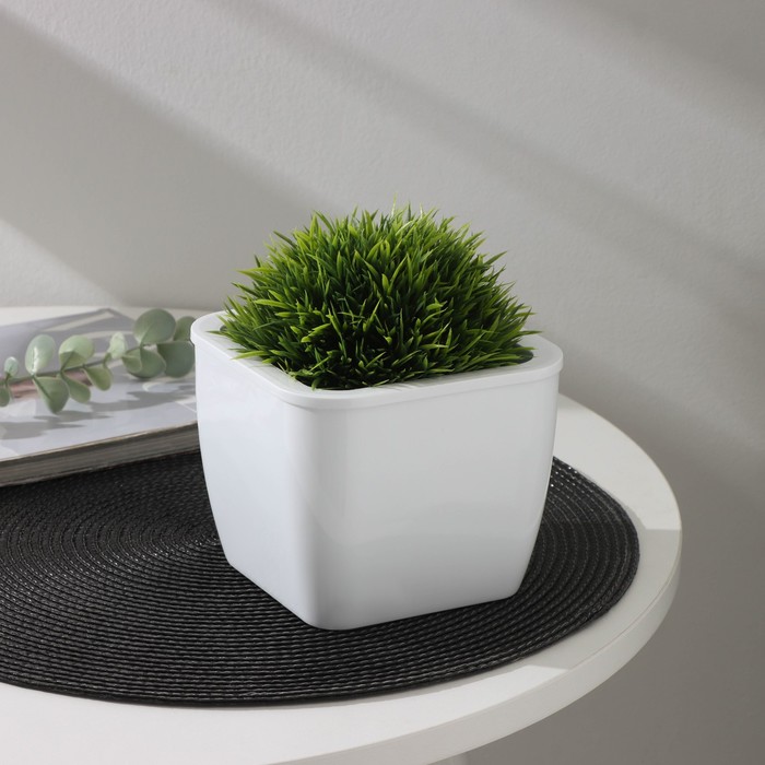 Кашпо для цветов со вставкой «Глянец», 1.2 л (0.8 л), белое - Фото 1