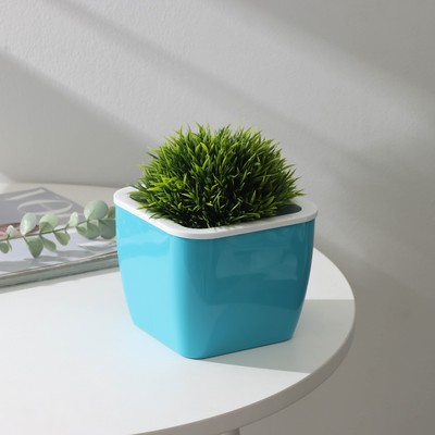 Кашпо со вставкой «Глянец», 1,2 л (0,8 л), бирюзовое