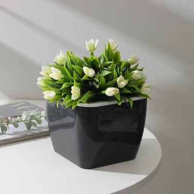 Кашпо со вставкой «Глянец», 2,4 л (1,6 л), цвет графитовый