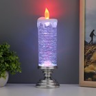 Лава-лампа  "Морозная свеча" LED от батареек 3хАА USB серебро 7х7х28см - фото 10620870