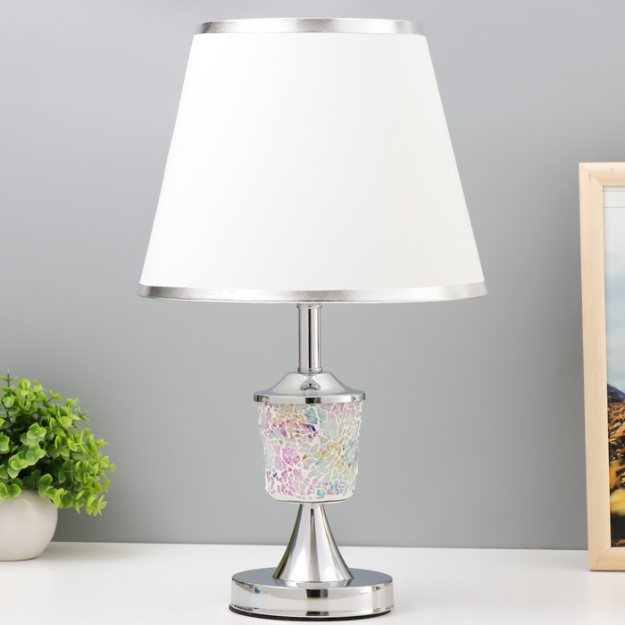 Настольная лампа с подсветкой "Витраж" E27 40Вт хром 26х26х42см RISALUX - Фото 1