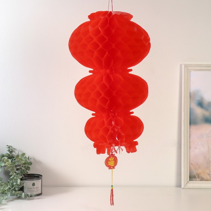 Китайский фонарик «Тройной: Счастья и Финансового благополучия», 32×32×52 см