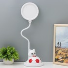 Настольная лампа "Мишка с мячом" LED  бело-красный 14х15х48 см RISALUX - фото 9683050