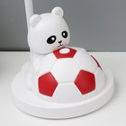 Настольная лампа "Мишка с мячом" LED  бело-красный 14х15х48 см RISALUX - фото 9683051