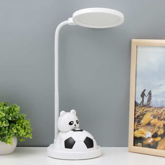 Настольная лампа "Мишка с мячом" LED  черно-белый 14х15х48 см RISALUX
