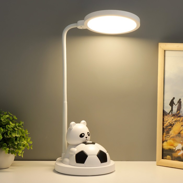 Настольная лампа "Мишка с мячом" LED  черно-белый 14х15х48 см RISALUX - фото 1907753679