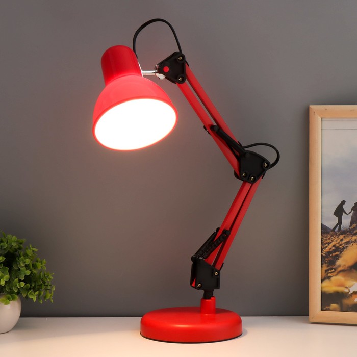 Настольная лампа "Юника" Е27 40Вт красный 14,5х14,5х53 см RISALUX - фото 1910688815
