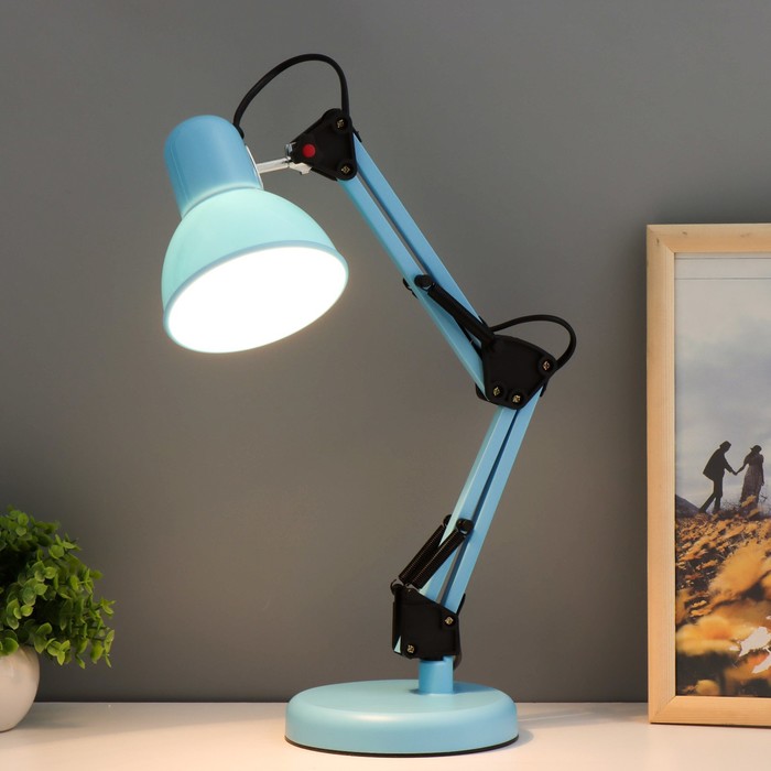 Настольная лампа "Юника" Е27 40Вт синий 14,5х14,5х53 см RISALUX - фото 1910688825