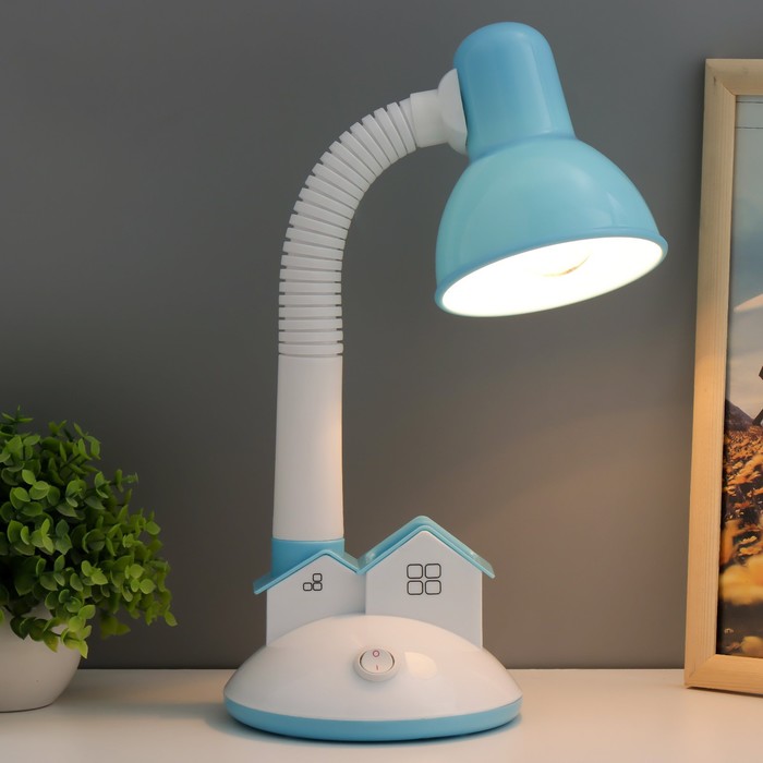 Настольная лампа "Домик" Е27 40Вт синий 14х14х35 см RISALUX - фото 1926727298
