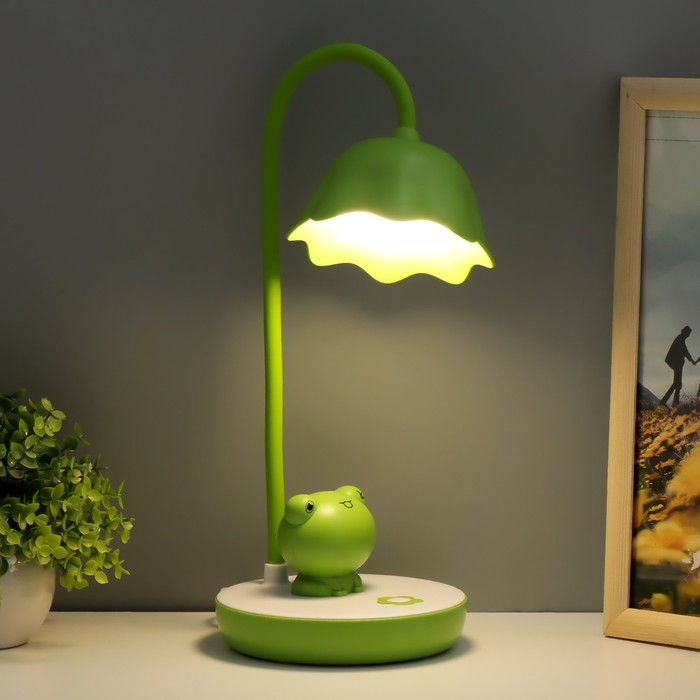 Настольная лампа "Лягушонок" LED 7Вт бело-зеленый 17х14х50 см RISALUX - фото 1907753767