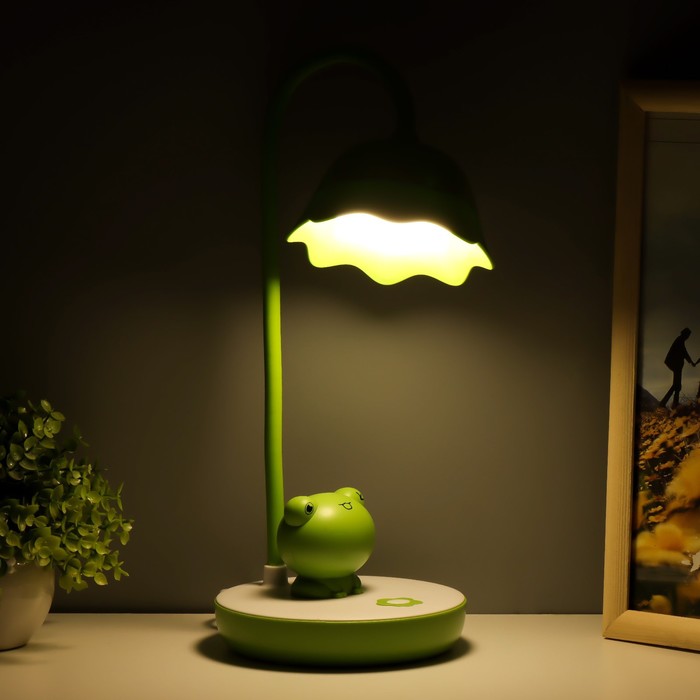 Настольная лампа "Лягушонок" LED 7Вт бело-зеленый 17х14х50 см RISALUX - фото 1907753768