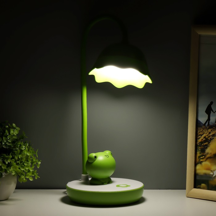 Настольная лампа "Лягушонок" LED 7Вт бело-зеленый 17х14х50 см RISALUX - фото 1907753769