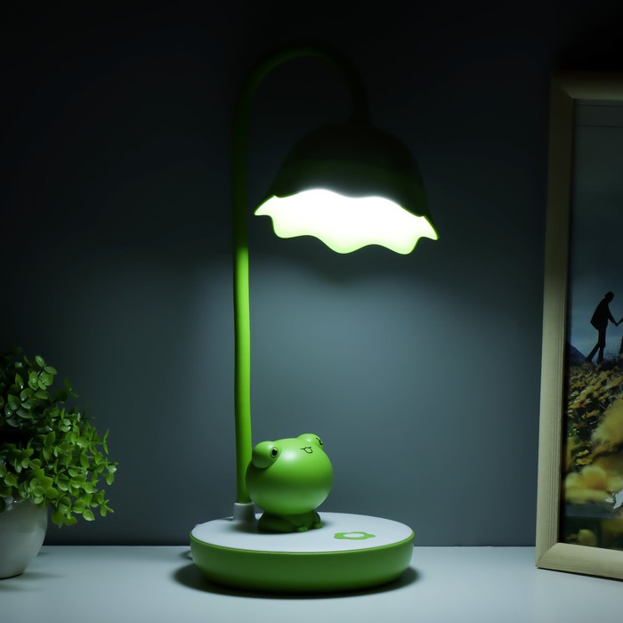 Настольная лампа "Лягушонок" LED 7Вт бело-зеленый 17х14х50 см RISALUX - фото 1907753770