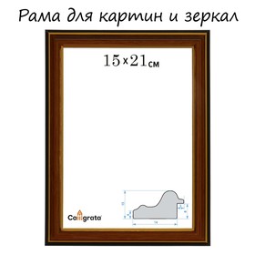 Рама для картин (зеркал) 15 х 21 х 2,0 см, пластиковая, Calligrata PLV, ольха
