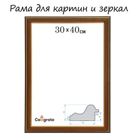 Рама для картин (зеркал) 30 х 40 х 2,0 см, пластиковая, Calligrata PLV, ольха