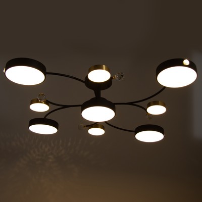 Люстра «Терра» 9хLED 168 Вт 3000-6000К черно-золотой 80×80×21 см BayerLux