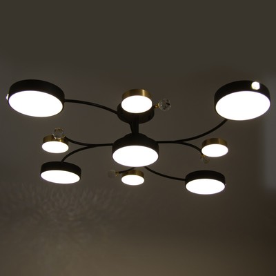 Люстра «Терра» 9хLED 168 Вт 3000-6000К черно-золотой 80×80×21 см BayerLux