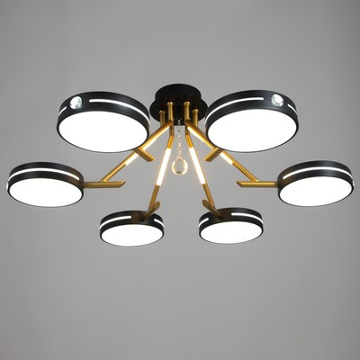 Люстра «Антеко» 6х LED 156 Вт 3000-6000К черно-золотой 87×87×27 см BayerLux