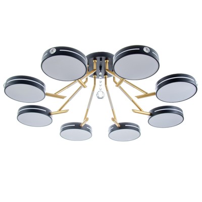 Люстра «Антеко» 8х LED 208 Вт 3000-6000К черно-золотой 90×90×27 см BayerLux